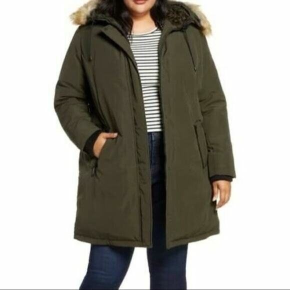 Sam Edelman Loden Faux Fur Trim Short Parka Size 3x - Picture 1 of 5